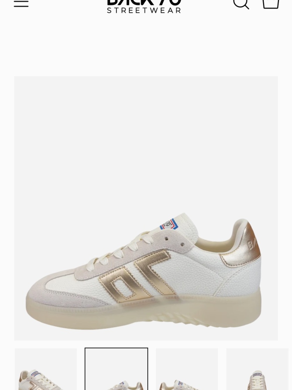 Back 70 Women's Athletic Sneaker in White with Gold Trim - Picture 5 of 5